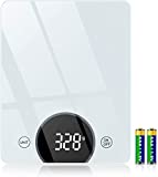 Báscula de cocina, Báscula de cocina digital Cocoda de 10 kg, con precisión de 1 g / 0,05 oz y función de tara, pantalla LED y vidrio templado, 4 unidades de báscula de cocina Geoz (2 baterías incluidas)