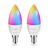 Bombillas Alexa E14, bombilla LED WiFi inteligente lámpara de sincronización de música RGBCW 5W 2700K-6500K luces multicolores regulables, decoraciones navideñas
