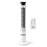 BLACK+DECKER BXEFT49E Ventilador Torre Oscilante Digital, con Control Remoto, Altura 109 cm, Silencioso 3 Velocidades 3 Modos Temporizador 12h Temperatura Ambiente Potente, Blanco