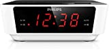 Philips AJ3115/12 Radio Reloj, Sintonizador FM Digital, Despertador Integrado, 2 Alarmas, Temporizador, Pantalla Grande, Modelo 2019/2020, Blanco/Negro