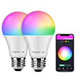 Bombilla LED inteligente Lepro WiFi E27, bombilla inteligente RGBW compatible con Alexa / Google Home, control de voz y aplicaciones, 16 millones de colores RGB y blanco regulable 2700K-6500K, 9W, 2.4GHz, 2 piezas