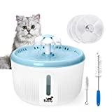 Toozey Bebedero para gatos - Fuente para gatos de 2L con ventana de nivel de agua, 3 filtros de carbón activado y 2 cepillos de limpieza - Dispensador de agua súper silencioso para gatos