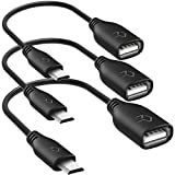 Adaptador Rankie OTG, cable micro USB macho a USB 2.0 hembra para teléfono inteligente, teléfono móvil y tableta, 3 piezas, negro