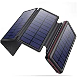 iPosible Solar Powerbank 26800mAh con 4 paneles solares Cargador solar con USB C y puerto USB Banco de energía portátil Batería externa universal para tableta móvil Teléfono Camping