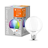 LEDVANCE Lámpara LED inteligente con Wifi, base E27, regulable, colores RGB y cambio de color de la luz, forma de globo, mate, controlable con Alexa, Google y App, 1 pack