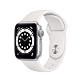 Apple Watch Series 6 (GPS, 40 mm) con caja de aluminio plateado y correa deportiva blanca