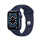 Apple Watch Series 6 (GPS, 44 mm) con caja de aluminio azul claro y correa deportiva azul marino oscuro