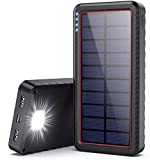 Dyw Solar Powerbank 26800mAh, tipo C Entradas rápidas Cargador portátil 3 modos LED Linterna portátil Cargador, Solar PowerBank 2 puertos 3.1A Carga rápida para iPad Teléfono móvil