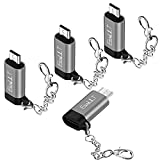 Paquete de 4 adaptadores EasyULT Micro USB a USB C, Micro USB (macho) a USB C (hembra) Adaptador de transferencia de datos, para Samsung Galaxy S7 / S7 Edge / S6 / J7 / J3, Huawei P Smart P10 Lite P9 Lite-Gris