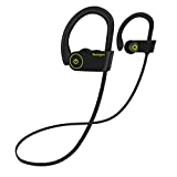 Auriculares estéreo Yuanguo Bluetooth 5.0 (soporte HSP, HFP, A2DP, AVRCP) Auriculares deportivos impermeables Qudio de calidad CD con micrófono para iPhone, Android, iPod y iPad, negro