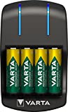 Cargador Varta Plug - Indicador de carga LED - Apagado de seguridad - Diseño exclusivo de Varta - Carga 2 o 4 AA, AAA simultáneamente - incl. 4 pilas AA de 2100 mAh
