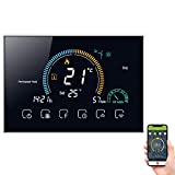Decdeal 1 Termostato WiFi para Caldera de Gas Control de Aplicación de Voz / Pantalla LCD Retroiluminada de Humedad y UV, Termostato Programable Compatible con Alexa Google Home, BHT-8000-GC (Negro)