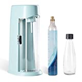 Levivo Gasatore WATER, Include Bottiglia di Vetro e Cilindro di CO2, Adatto per Cilindri di CO2 da 0,6 l e 1,2 l, Evita il Faticoso Trasporto di Casse, Blu (Turchese)