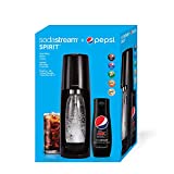 Sodastream Carbonator Spirit Black Megapack con 1 Concentrado Max 440 ml para preparar hasta 9 Litros de refresco, 5 Muestras de Pepsi 7up y Mirinda, 1 Cilindro de Co2 y 1 Botella Pet de 1 litro, Negro