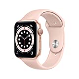 Apple Watch Series 6 (GPS, 44 mm) con caja de aluminio dorado y correa deportiva rosa arena