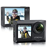 COOAU Action Cam Nativo 4K 60fps 20MP Touch Screen Wi-Fi videocamera con doppio Schermo LCD EIS Anti-Shake, Custodia fotocamera subacquea Impermeabile 40m con Microfono Esterno, 2x1350mAh